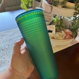 Starbucks Green/blue Grid Tumbler